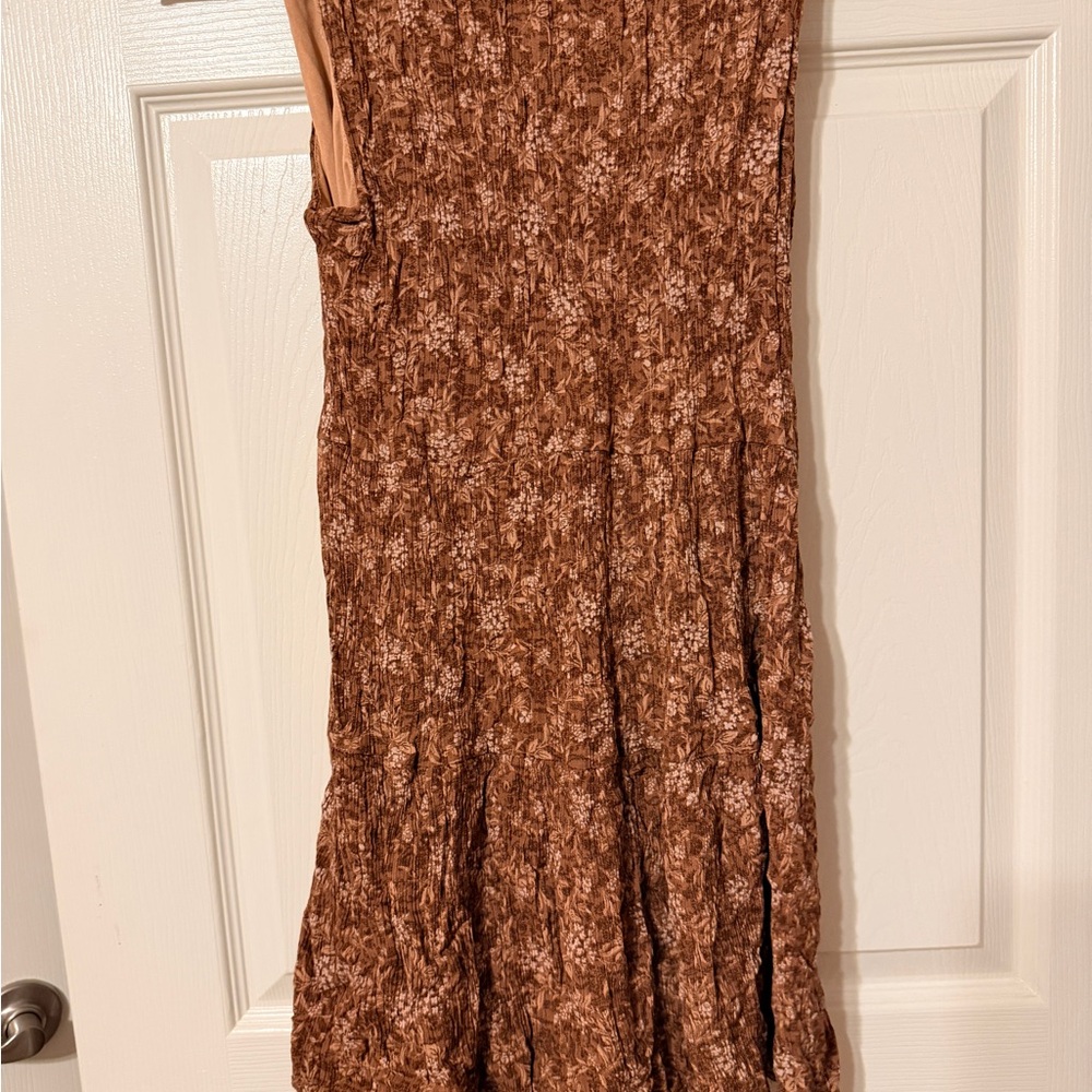 French Grey Rich Brown Textured Dress